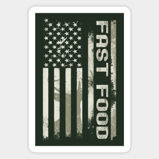 Distressed Buck Deer Camo American Flag - Fast Food Hunter Magnet